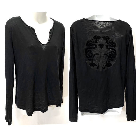Zadig & Voltaire Tops - ZADIG & VOLTAIRE Black Long Sleeve Henley LARGE